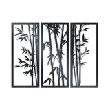 Bamboo Wall Art - Three Piece Panel Bamboo Metal Wall Art - Rusper & Pines