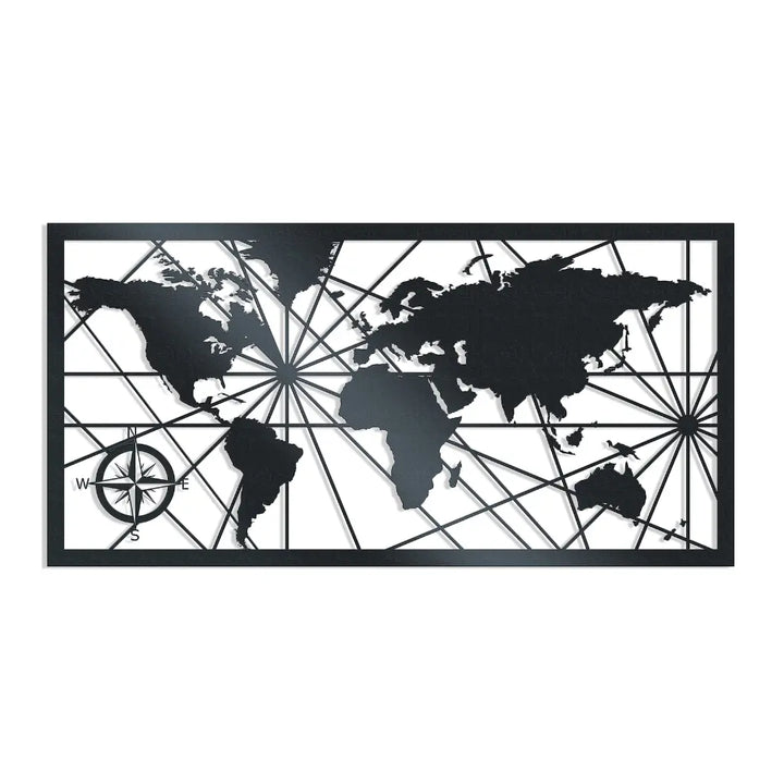 World Map Metal Wall Art - Rusper & Pines