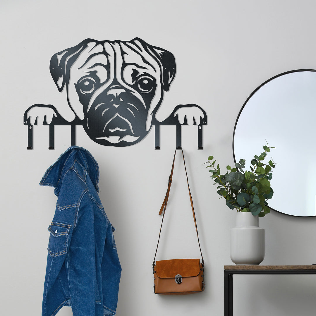 Pug - Metal wall Art and Hanger Rusper & Pines