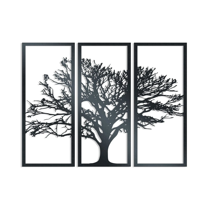 Tree Metal wall art decor of a tree in three panels creating a large impact on any wall. 